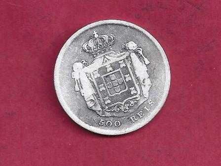 MONARQUIA   D. PEDRO V   500  REIS  1855   MBC -  PRATA