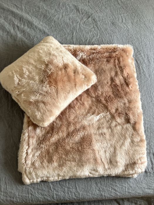 Manta e almofada pêlo rosa alaska 170x145cm loja do gato preto