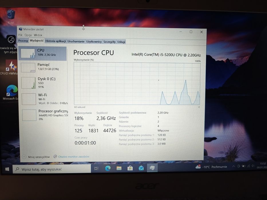 Laptop Acer I5 8GB 120GB SSD