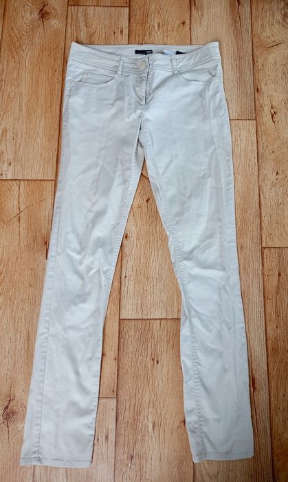 Spodnie letnie kremowe gładkie casual H&M rozmiar 36