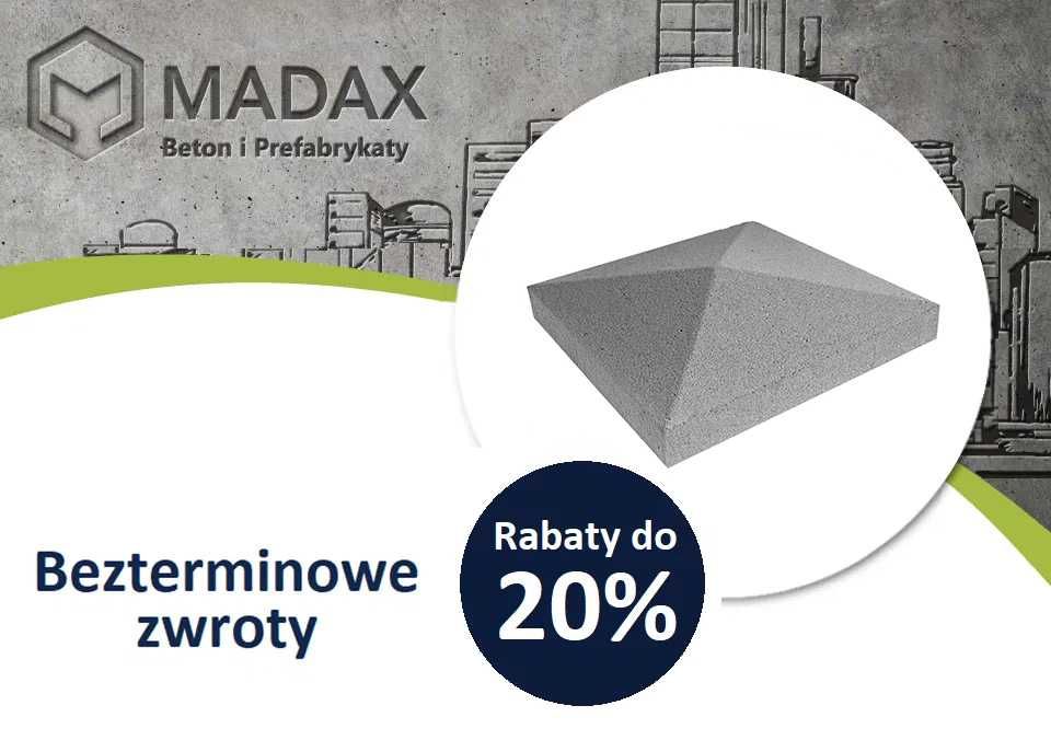 Daszek czterospadowy ogrodzeniowy 40x40x5 MADAX