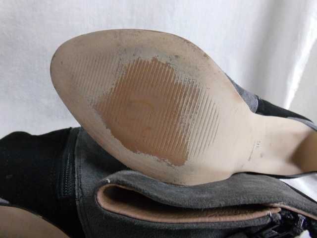 Venezia zamszowe skórzane kozaki szaro-czarne platforma 36