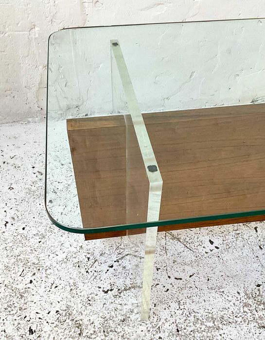 Stolik palisander akryl szkło lata 70 vintage