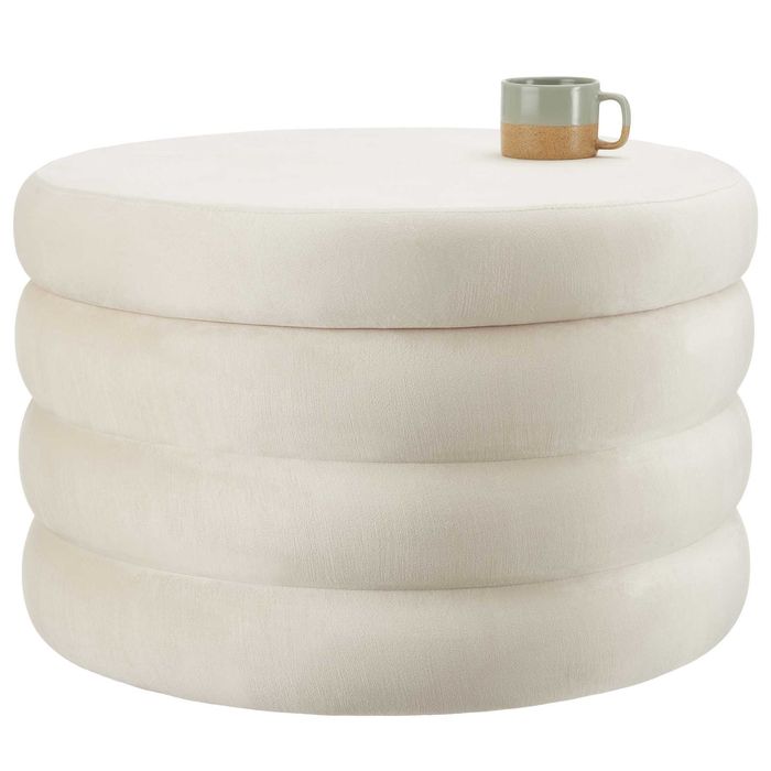 Stołek z miejscem do przechowywania AltuXL aksamit kremowo-białyOUTLET