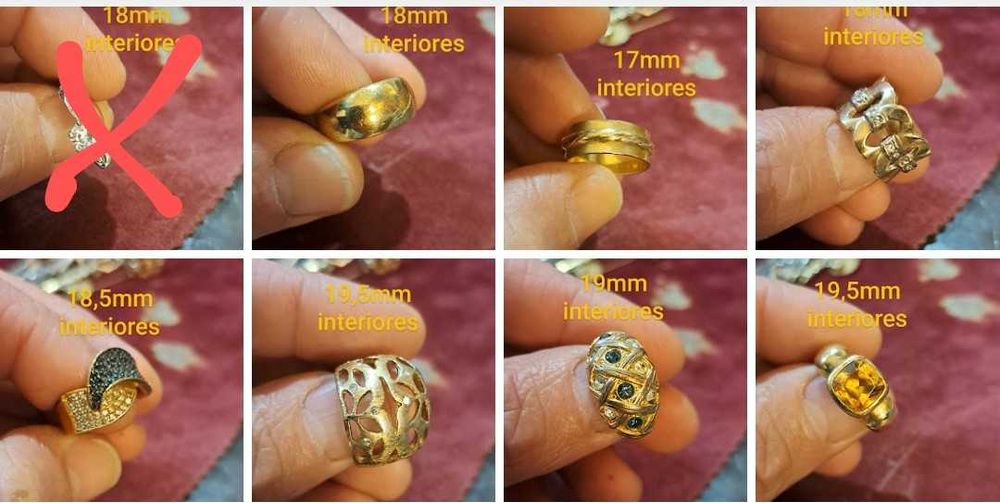 Aneis fios pulseiras pendentes Ouro.