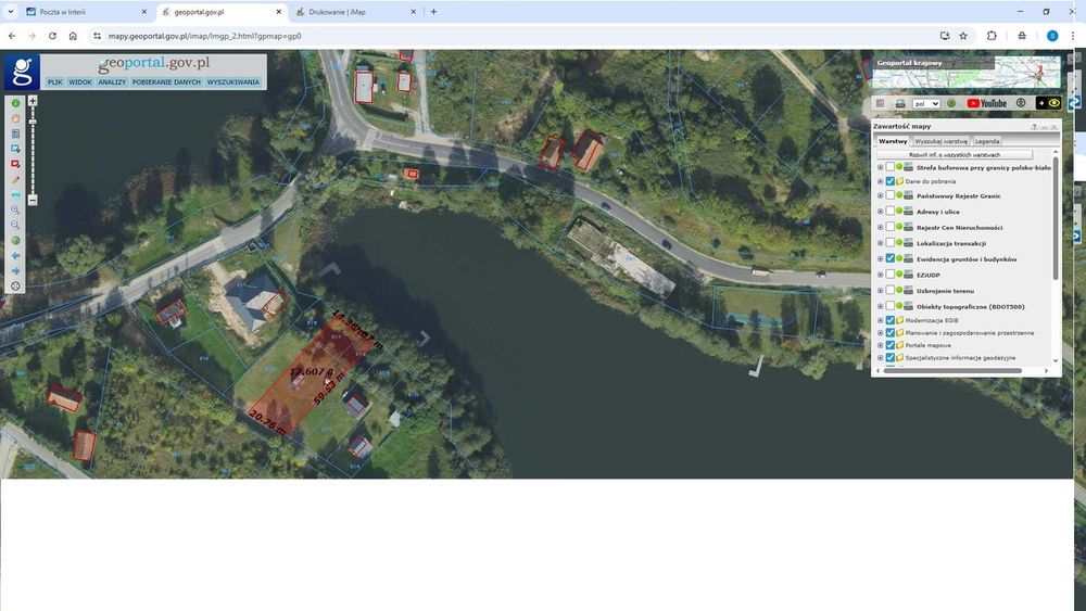 Działka rekreacyjna  około 1300 m² z mediami  z linią brzegową