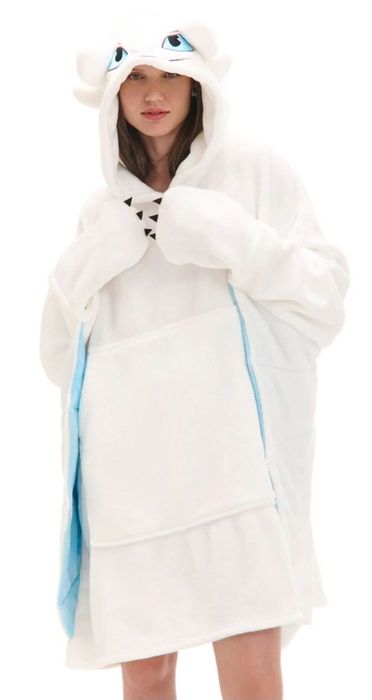 Cropp młodzieżowa bluza snuddie One Size Biała Furia z Jak wytresować smoka Dragons Luna Nubless