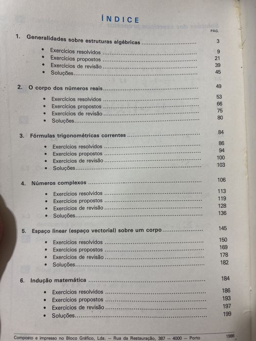 Livro “Exercícios de Matemática” 12.º ano 1.º volume