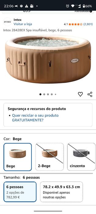Intex PureSpa Spa 4 pessoas Bege piscina jacuzzi Insuflável