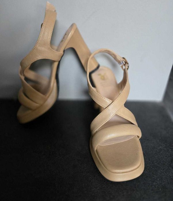 Szpilki Buty Sandały NOWE  na słupku Obcas Retro 9,5cm Rozmiar 36