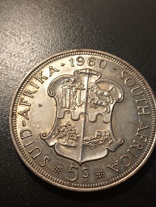 5 shillings 1960 -50º Aniversário União Sul Africana -A. do Sul -Prata