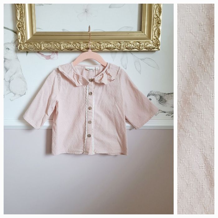 Bluzka 98 koszula z kołnierzykiem strukturalny materiał cottagecore