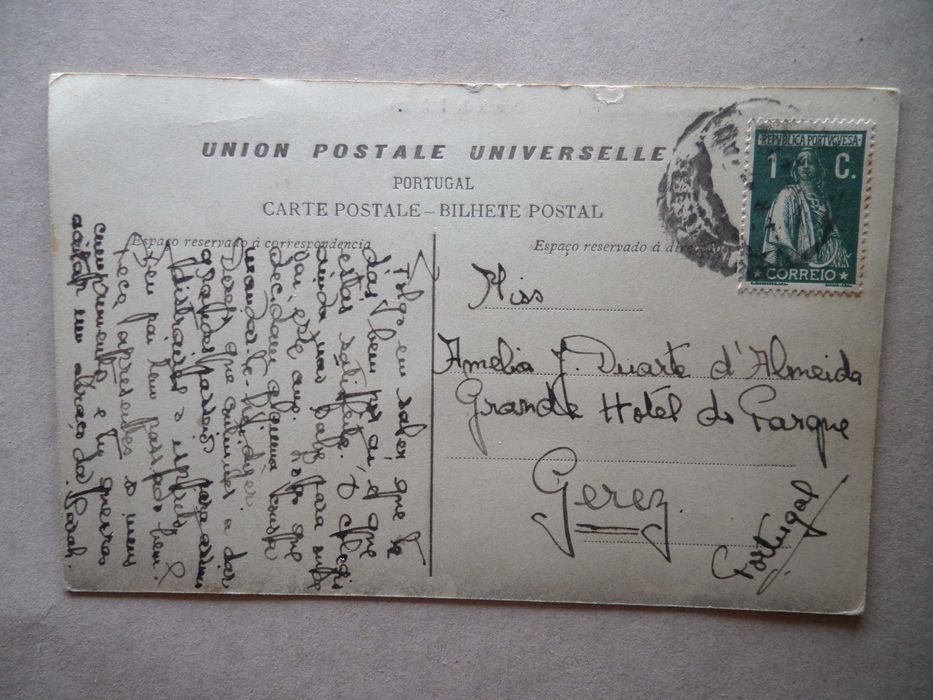 Postal antigo, Cascais, ano 1917