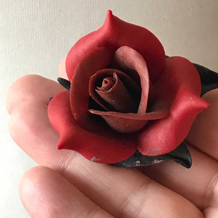 Stara broszka lata 80 czerwona róża brosza  vintage retro