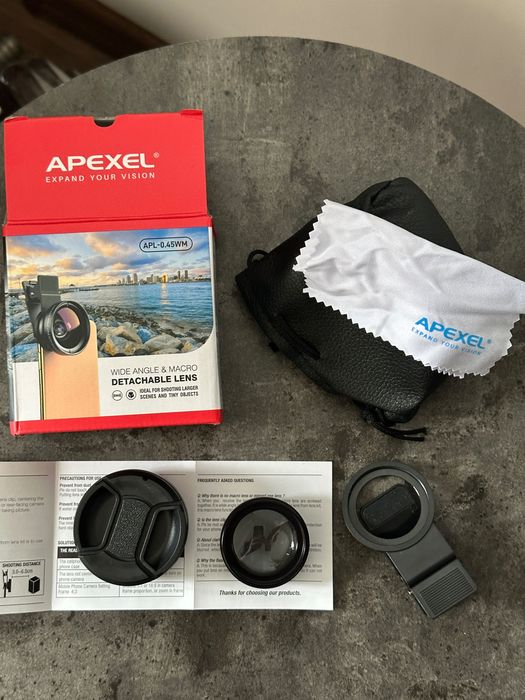 Apexel Лінза для телефону 2 в 1 - 0,45 WM Phone Lens (Ширококутна + Макро)