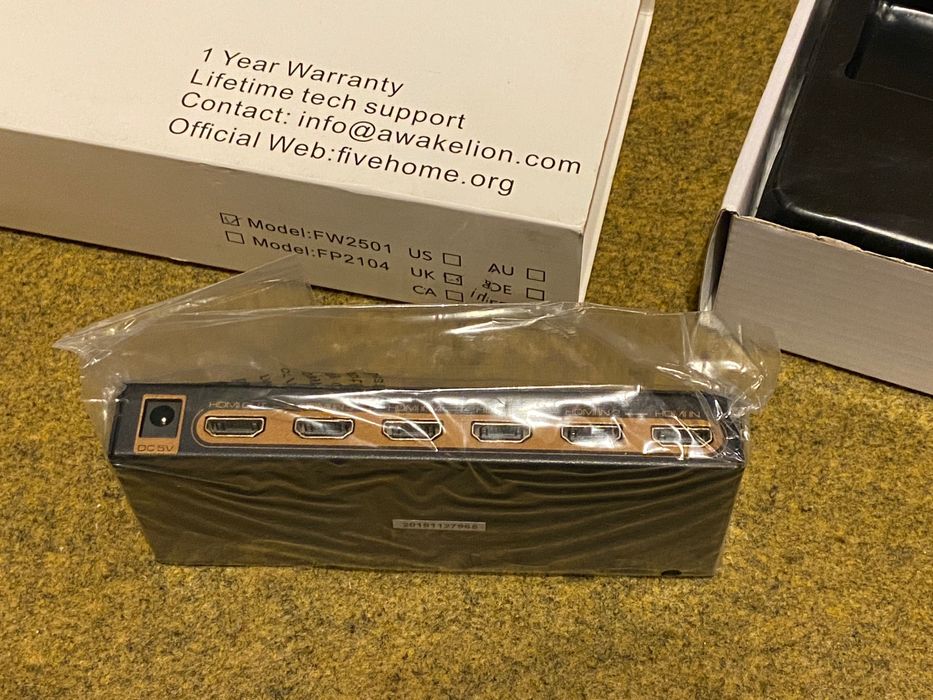 Comutador HDMI Awake 5 portas modelo FW2501