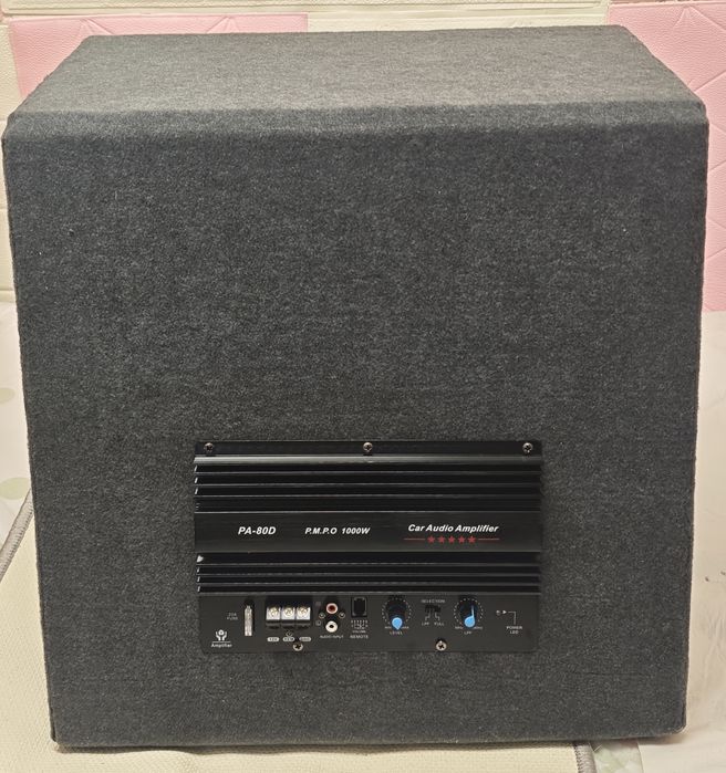 Subwoofer 15 polegadas com amplificador + cablagem, NOVO