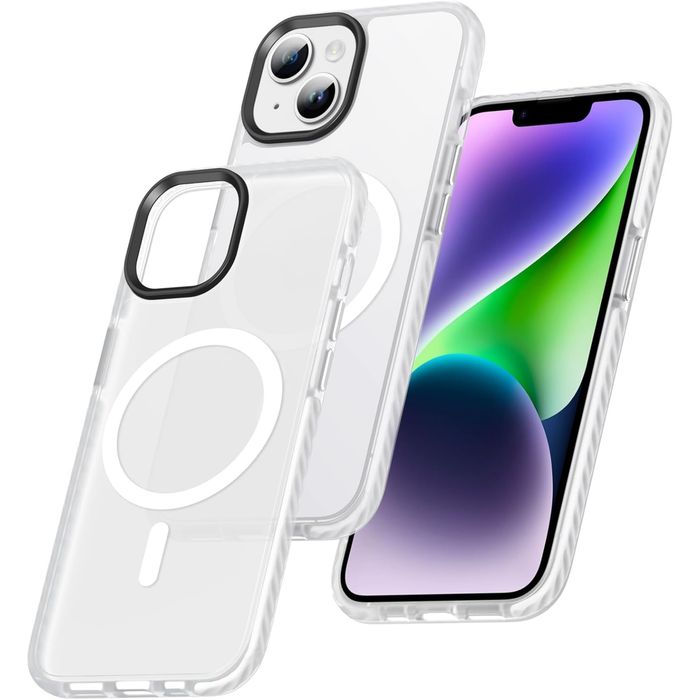 Etui Iphone 13 Iphone 14 Półprzeźroczyste Białe Case Obudowa Magsafe