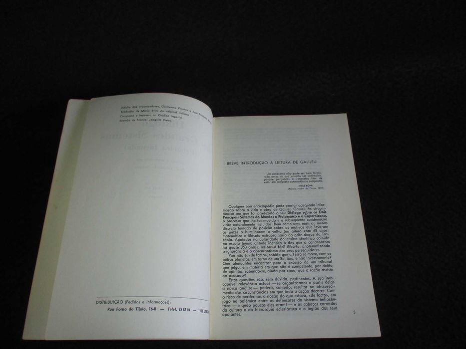 Livro Diálogo dos Grandes Sistemas Galileu Galilei