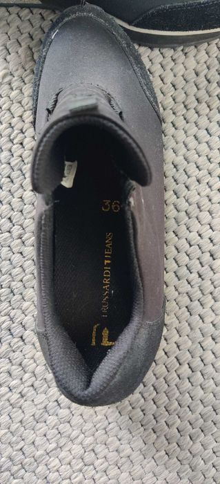 Trussardi Jeans sneakersy czarne  36 - srebrne podeszwy