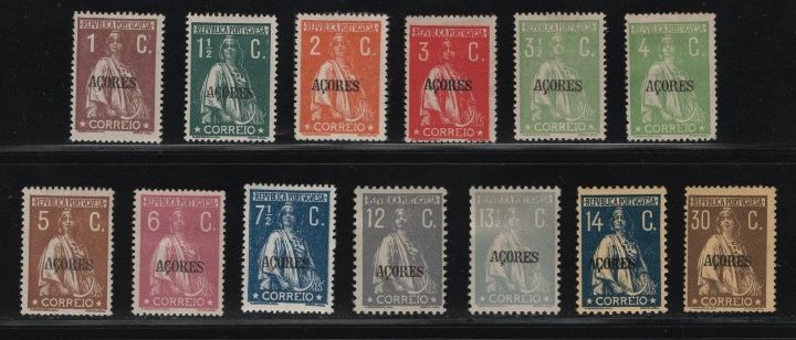 1918/1921 Açores Série Céres Selos Do Continente C/Sobrecarga Açores *