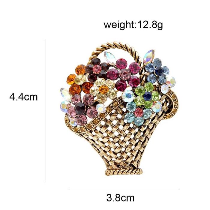 Elegancka broszka koszyk kwiatów 4 cm