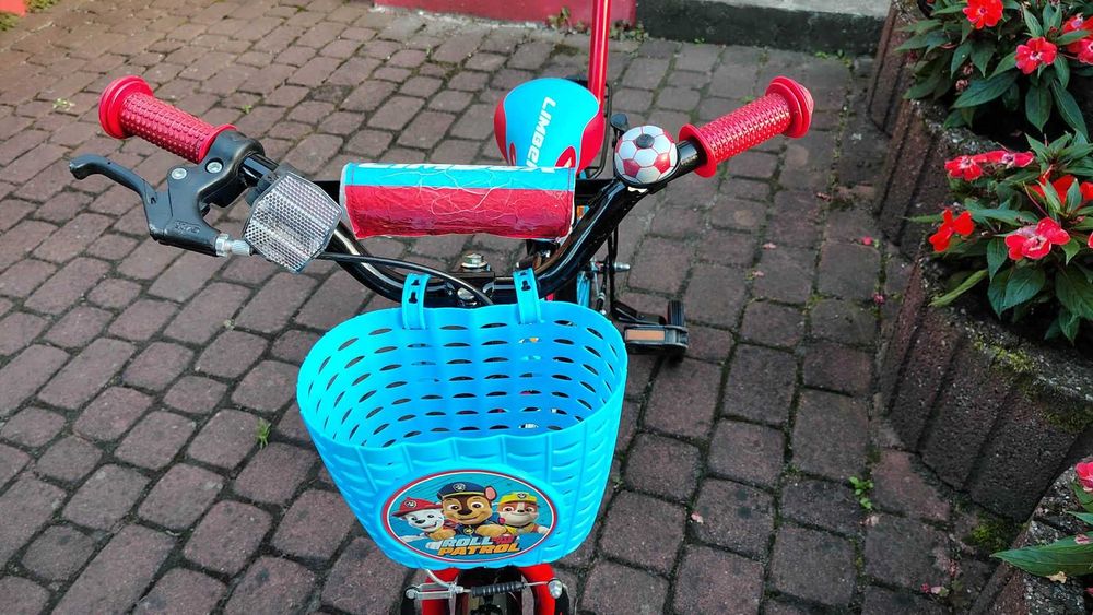 Rower rowerek dla dziecka dla chłopca 16 cali pchacz koszyczek kółka BMX