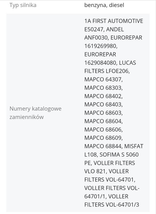 Filtr oleju  L398A