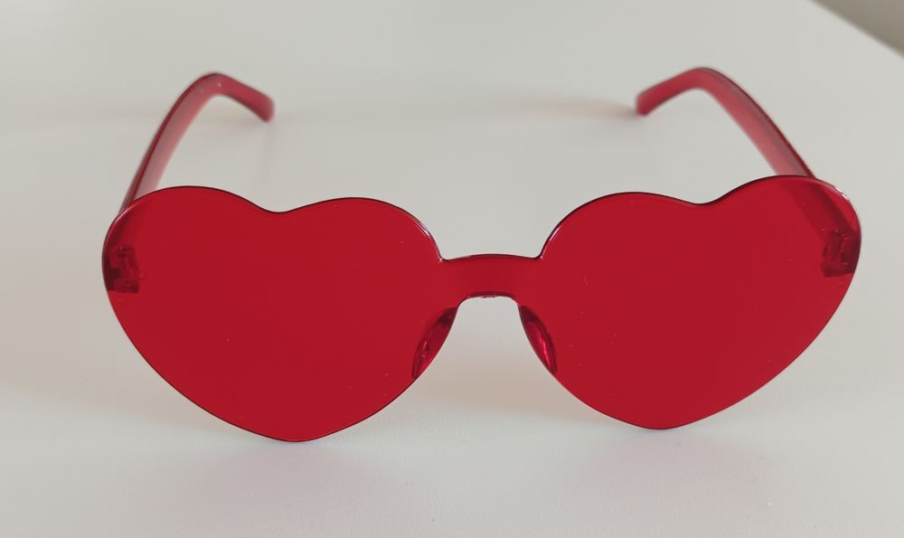 Okulary serca czerwone nowe