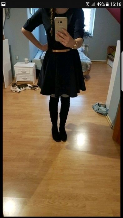 Granatowa sukienka na wesele na studniówkę M S