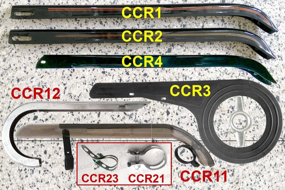 Cárter de corrente de bicicleta e suportes
