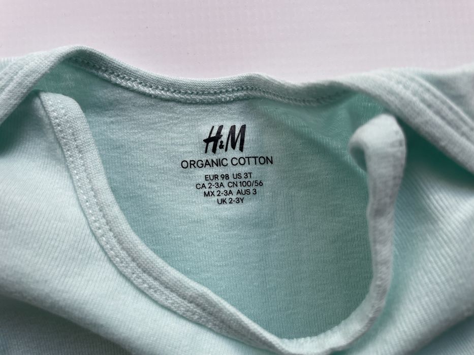 Body H&M Organic Cotton miętowe długi rękaw 98