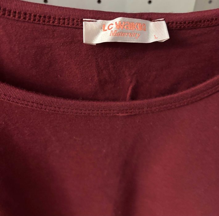 2 Bluzki ciążowe z SŁODZIUTKIM BOBASKIEM bawełna długi rękaw L