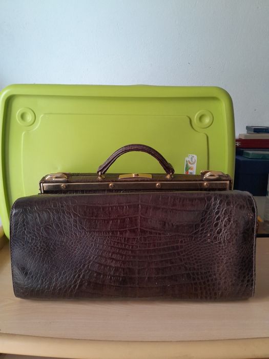 Mala vintage pele crocodilo