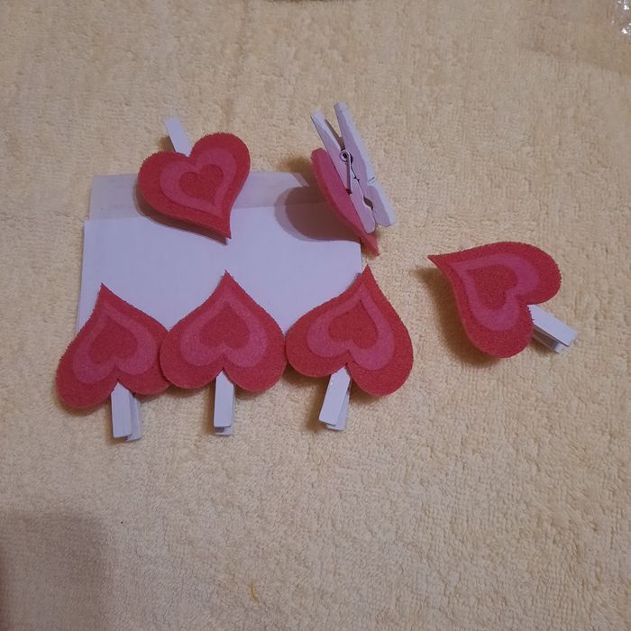 Набор сердечек на деревянных прищепках Сердечко 4.5х4.5см из фетра