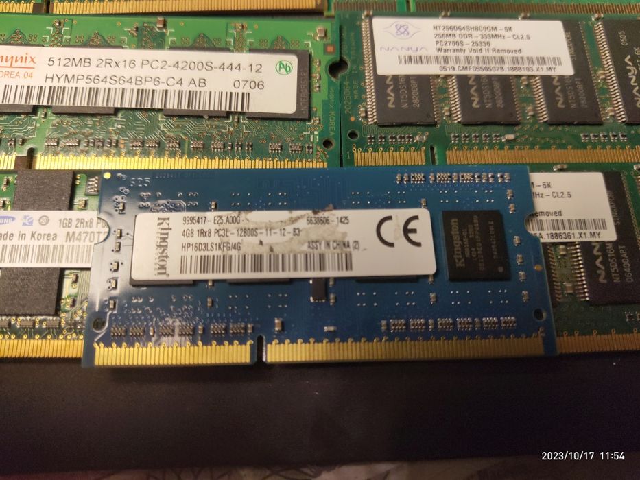 DDR3 4GB и DDR3L4GB DDR2 1GB для ноутбуков