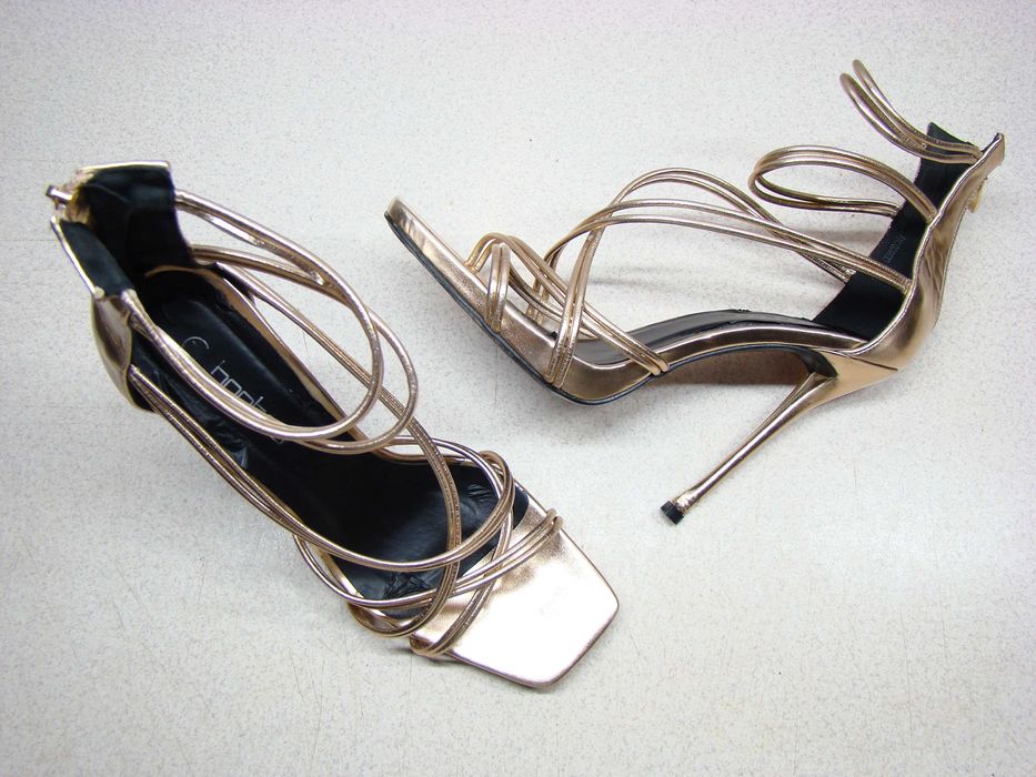 Boohoo szpilki sandałki złote r40 seksowne buty na wysokim obcasie