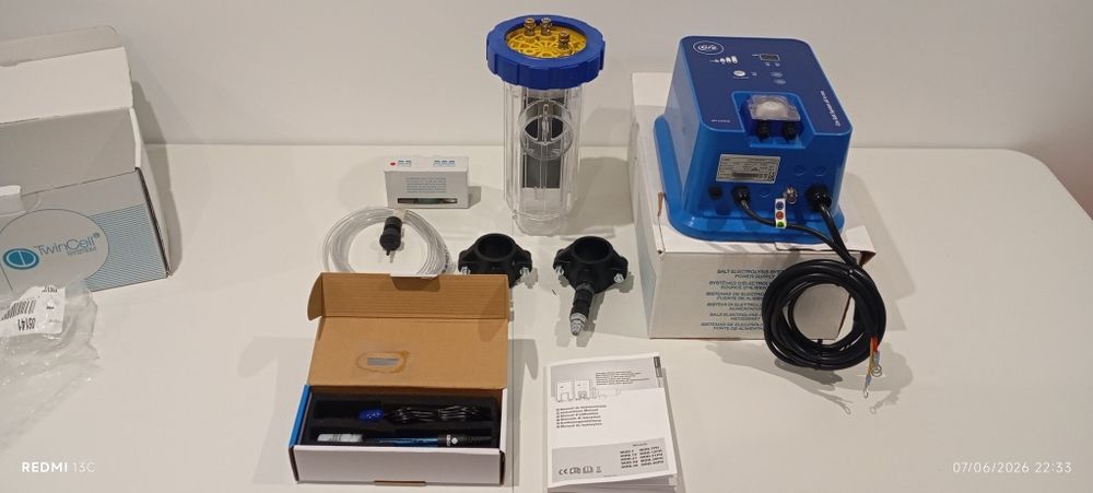Sistema de electrólise para piscina, marca: gre salto, mod: SCGPHP 100. Novo.