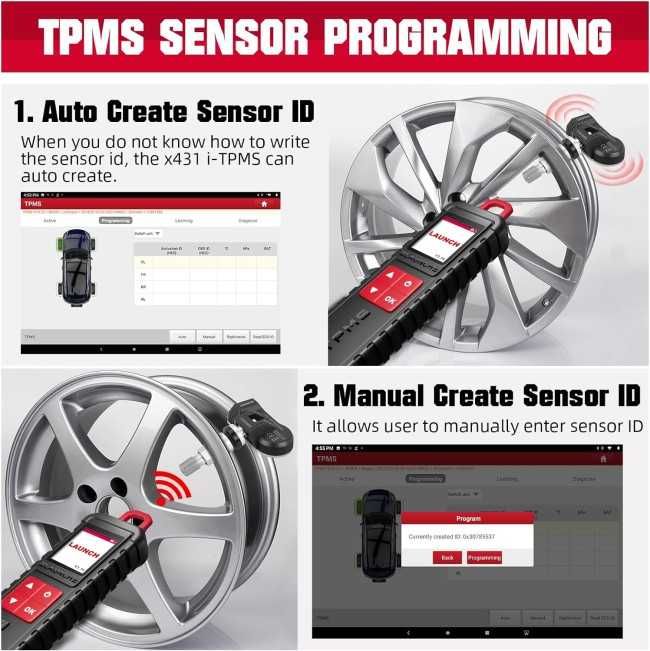 Launch X431 I-TPMS Programador TPMS + Kit 4 Válvulas TPMS (NOVO)