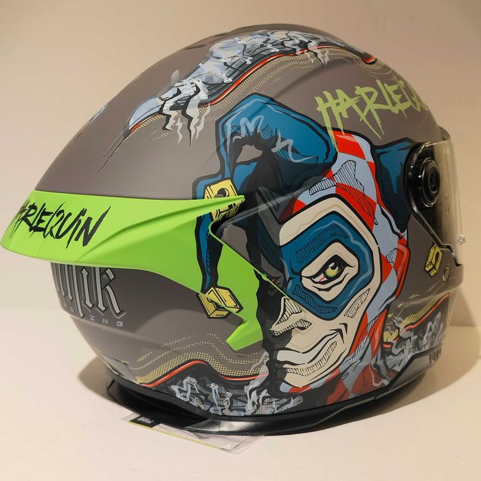 Capacete Integral Unik Ultra DV Harlequin Grey mota scooter novo
