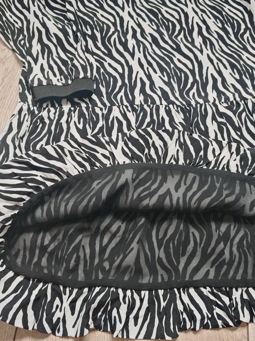Sukienka w zebre drop waist czarno biała r. XS