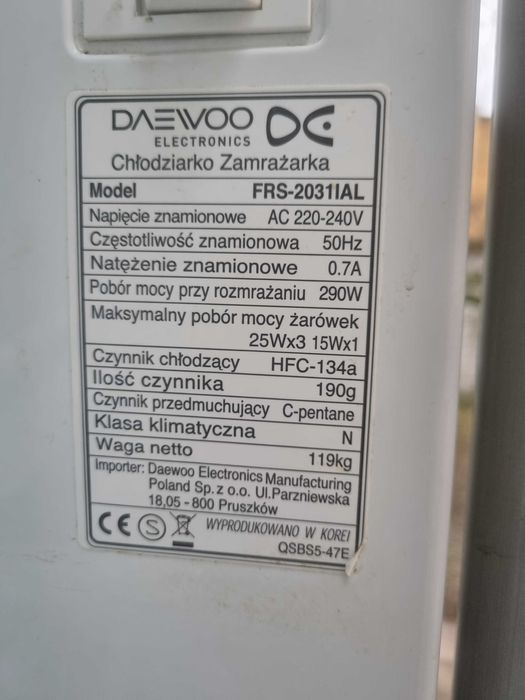 polka lodowki side by side daewoo