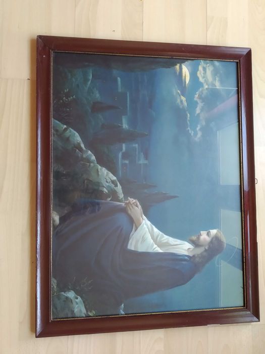 Stary obraz PRL Jezus w Ogrójcu