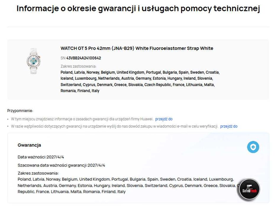 ZADBANY Huawei Watch GT5 Pro 42mm Active  BIAŁY - Szafir - Ceramika GW