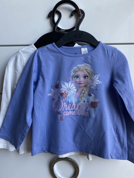 Dwie bluzki lonsleeve Elsa 110 116 H&M