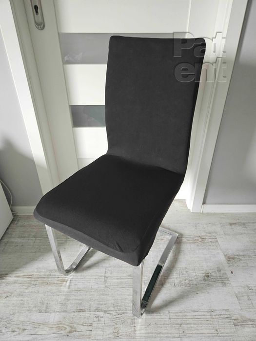 Czarne uniwersalne elastyczne pokrowce na krzesła 4 sztuki komplet
