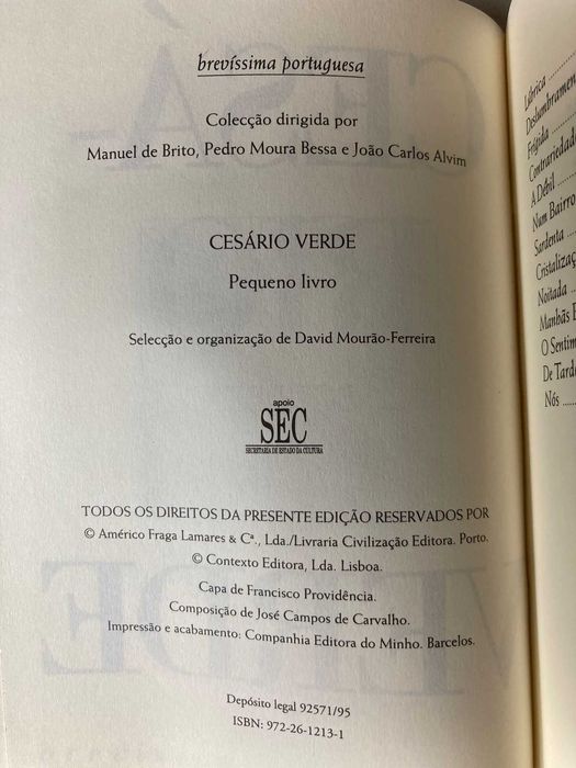 Pequeno Livro, de Cesário Verde