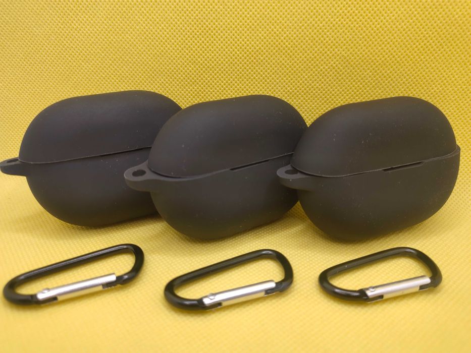 Чехол силиконовый на наушники Huawei Freebuds Pro 4 + карабин (black)