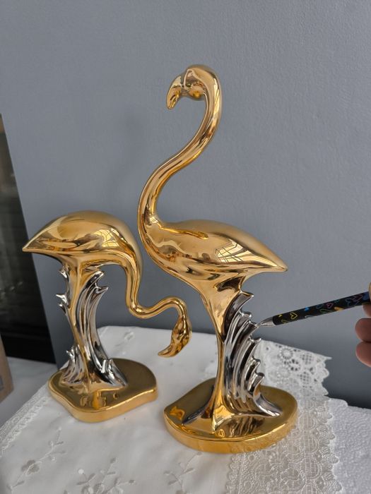 Flamingi ,porcelana,złoto.Italy.
