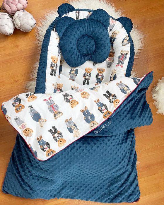 Дитячий комплект Ralph 4 в 1! Кокон-позиціонер,плед,подушка,ковдра